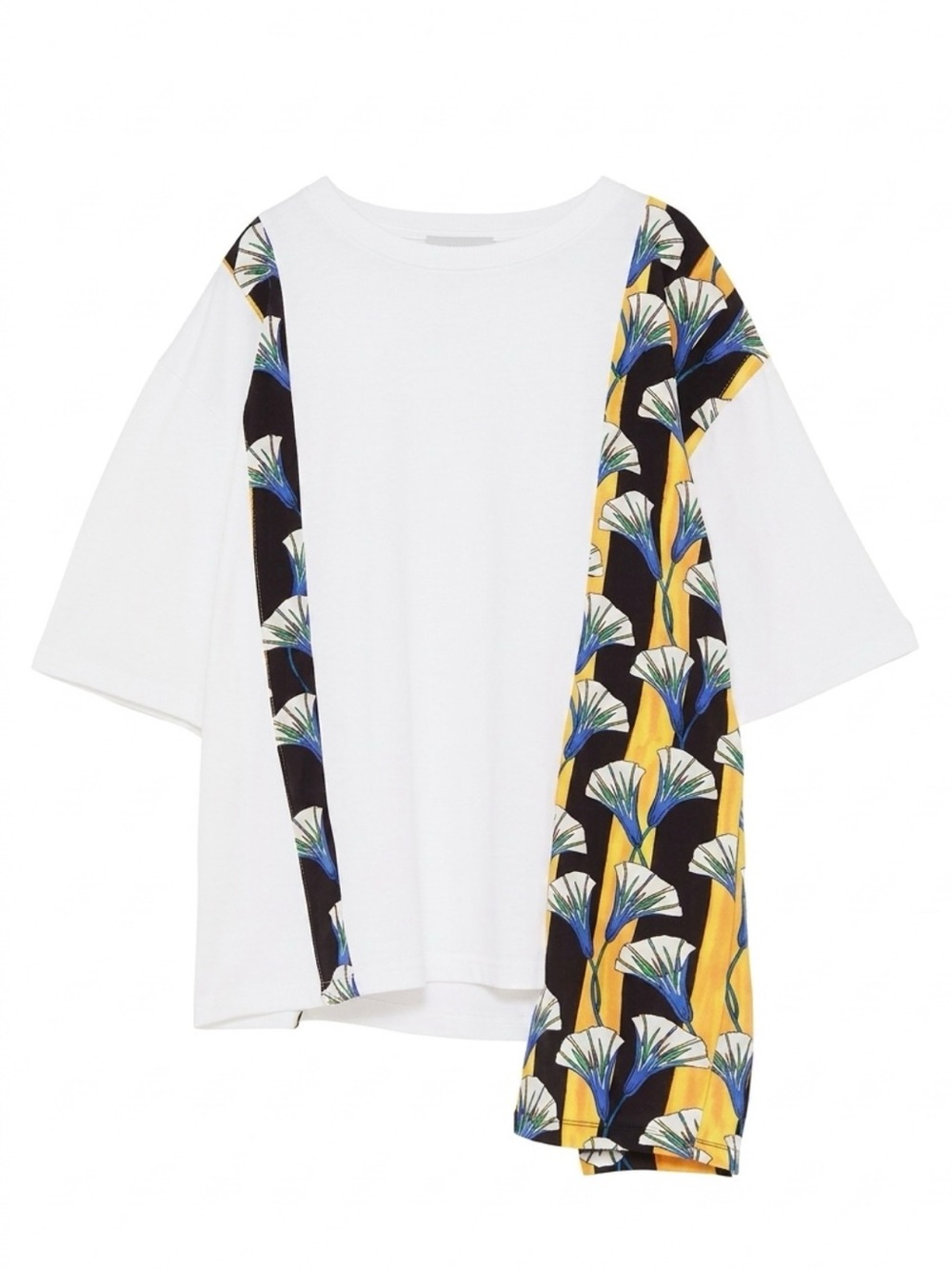 Zara W/B Collection Asymmetrical Floral Panel Tunic Shirt Size Medium
